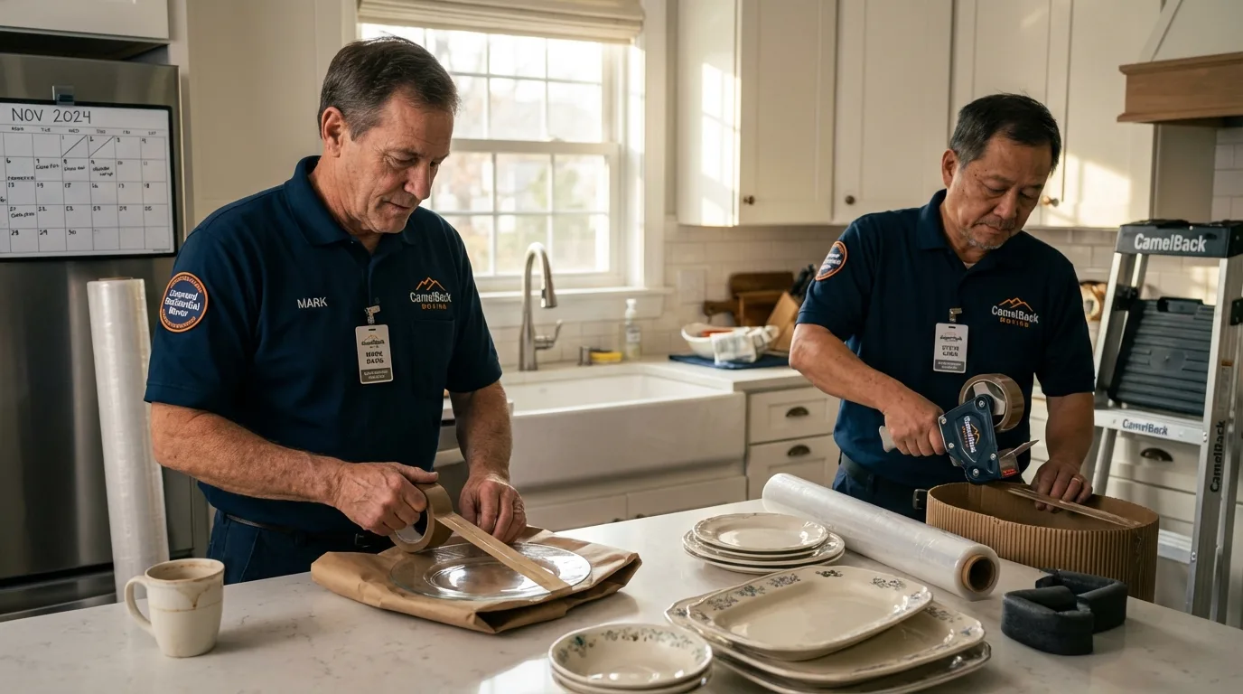Professional crew packing kitchen dishware in Miami, FL